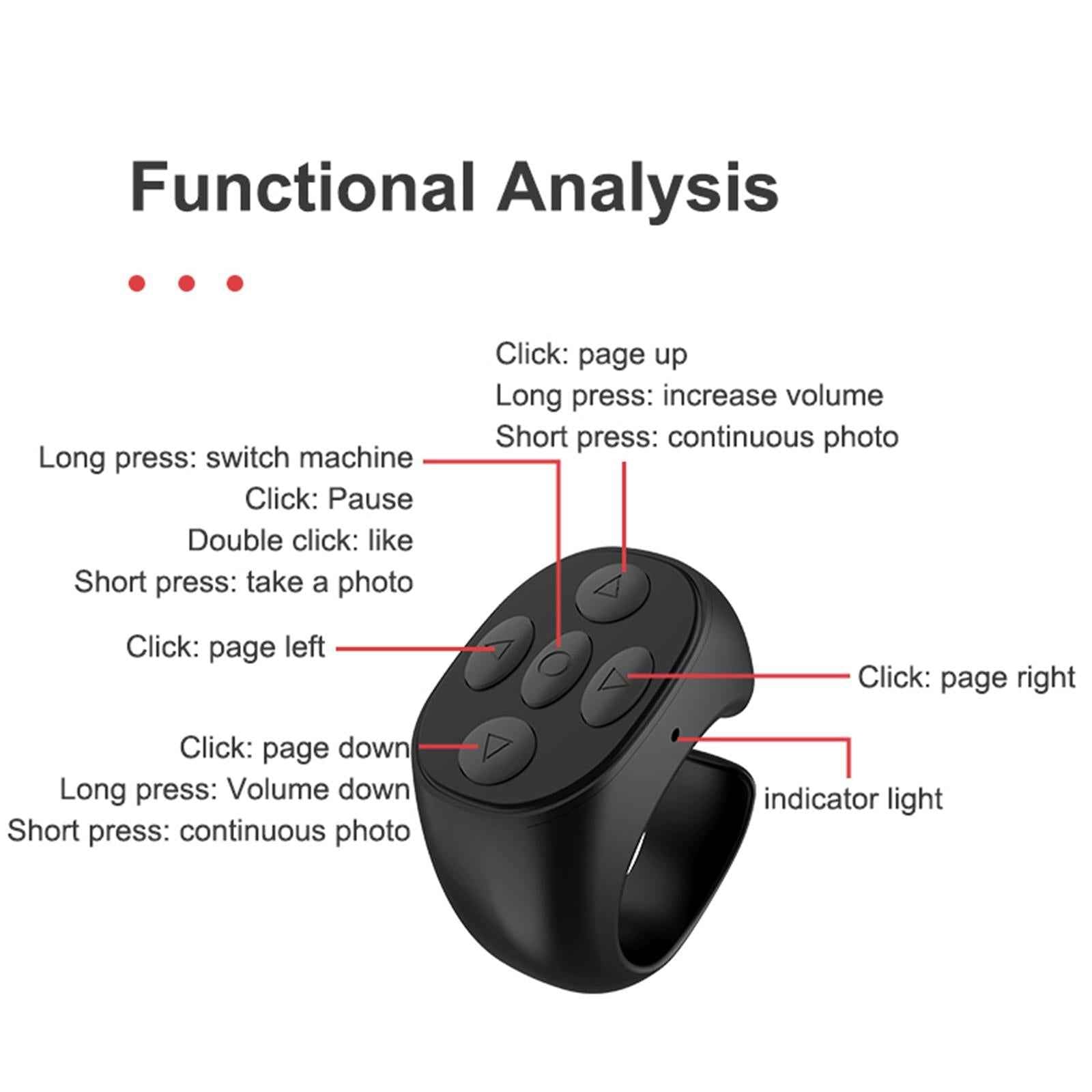 Remote Control Page Turner Phone Wireless Camera Shutter Remote Control Ring
