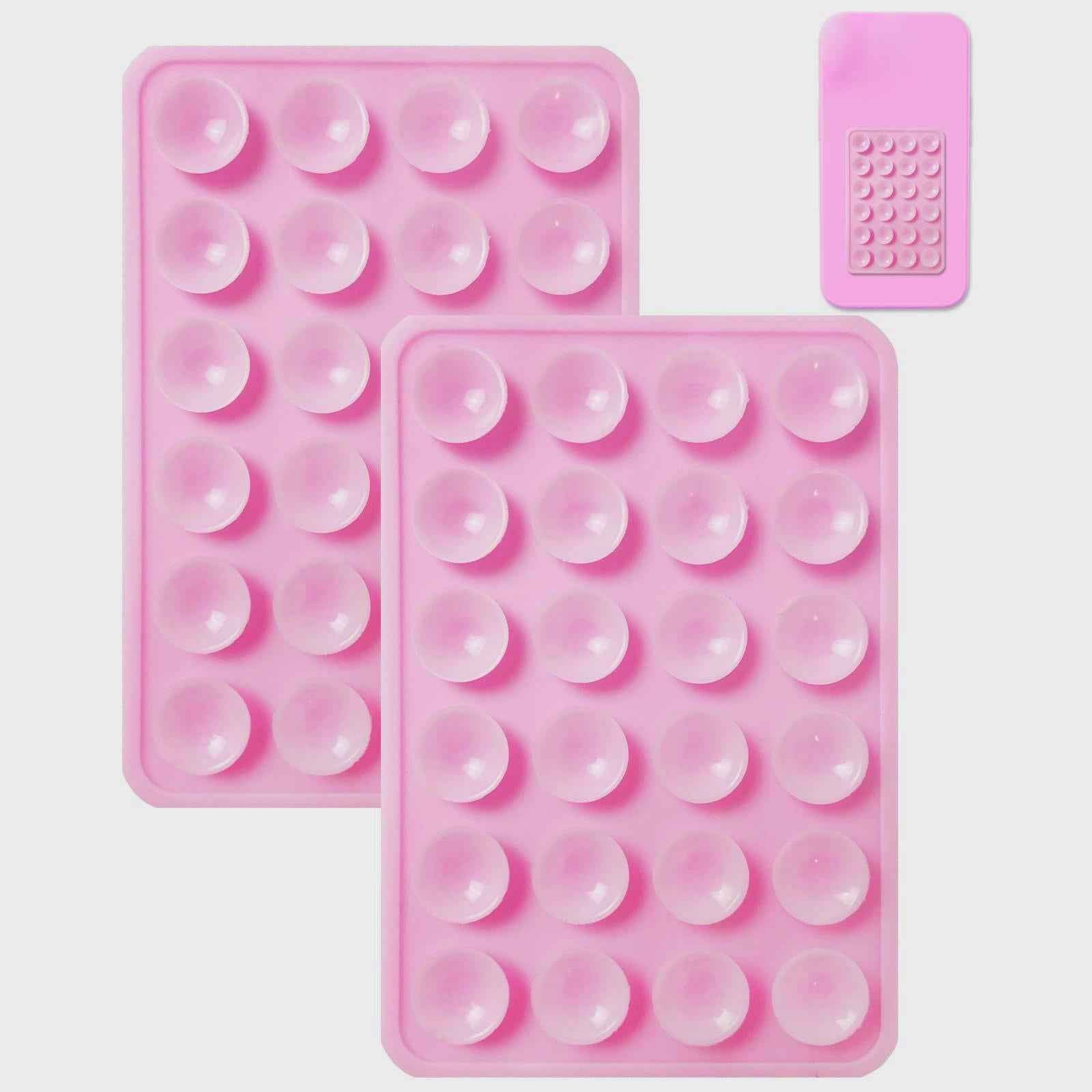 2x Silicone Suction Phone Case Adhesive Mount Car Trip Easy to Use Handsfree Pink