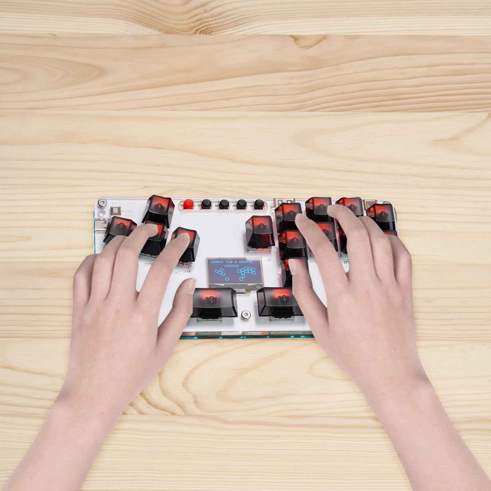 Mini Stickless Arcade Stick Portable Mini Game Keyboard for Gaming Device PC Black