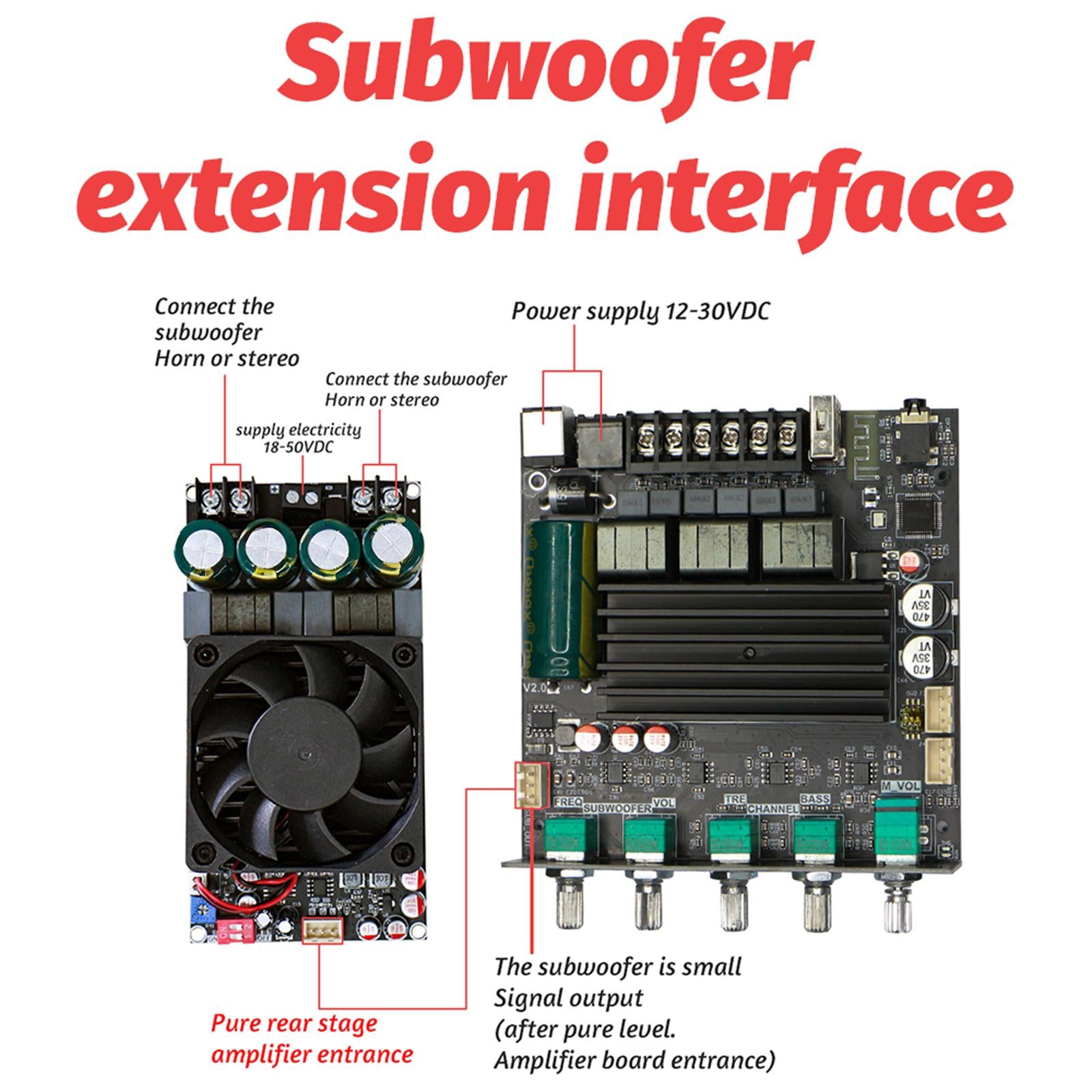 Digital Amplifier Board Stereo 100W+100W+200W for Office Studio Home Theater