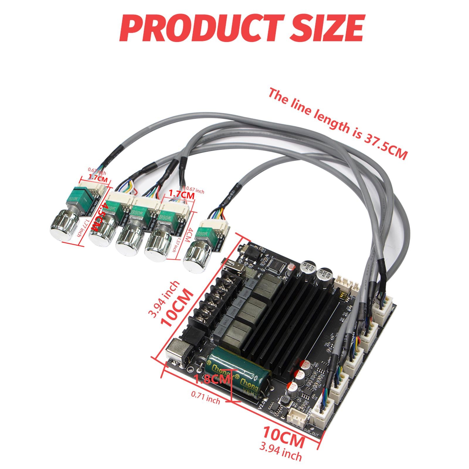 Digital Amplifier Board DIY Sturdy Compact 100W×2+200W Amp Board 2.1 Channel