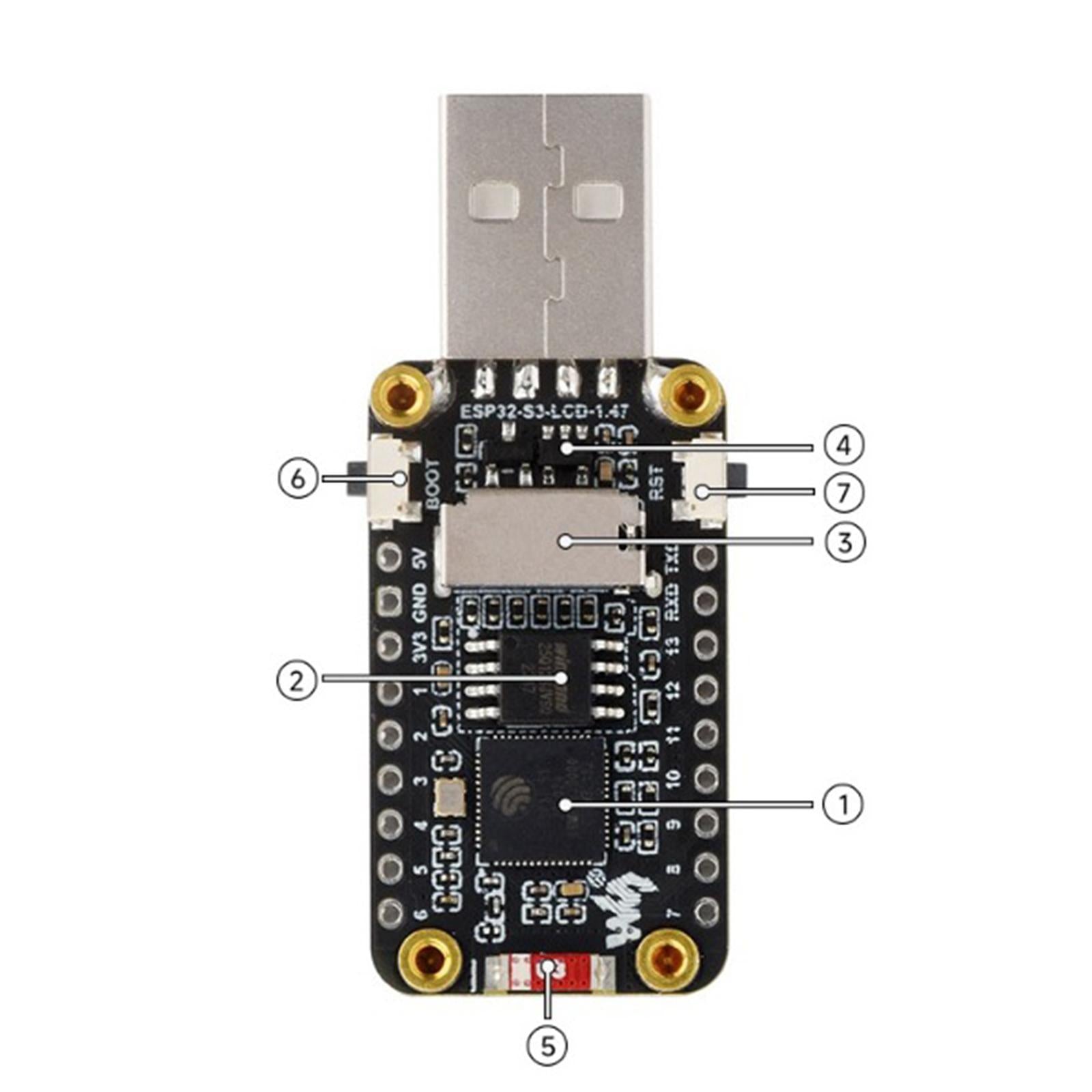 1.47inch Display Development Board Compact Sturdy LCD Display 172×320 Pixels