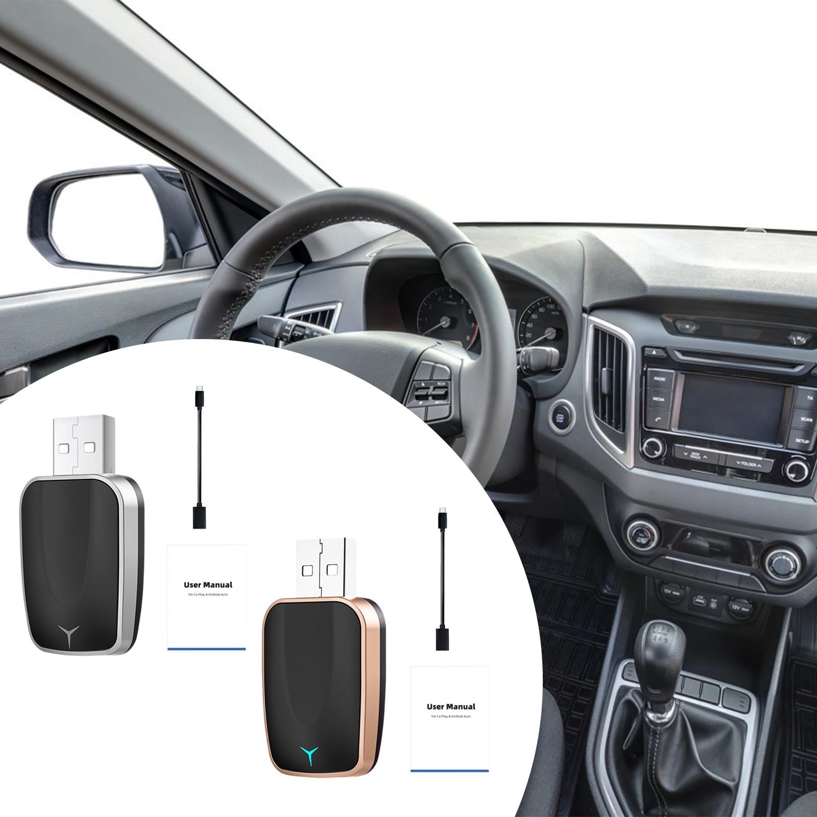 Mini Auto Wireless Adapter Car Interconnection Box Accessory Multifunctional golden