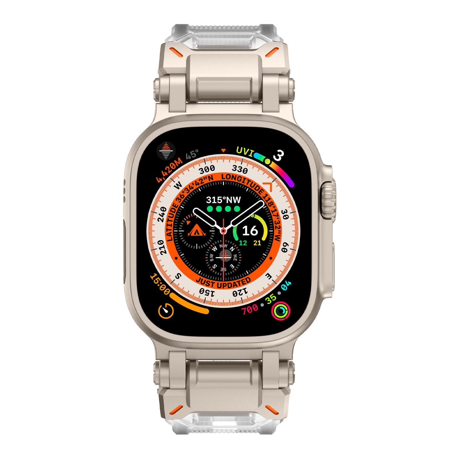 For Apple Watch Ultra 2 Ultra 49mm / 9 8 7 45mm / 6 5 4 SE (2023) SE (2022) SE 44mm / 3 2 1 42mm Silicone Strap - Titanium / Transparent