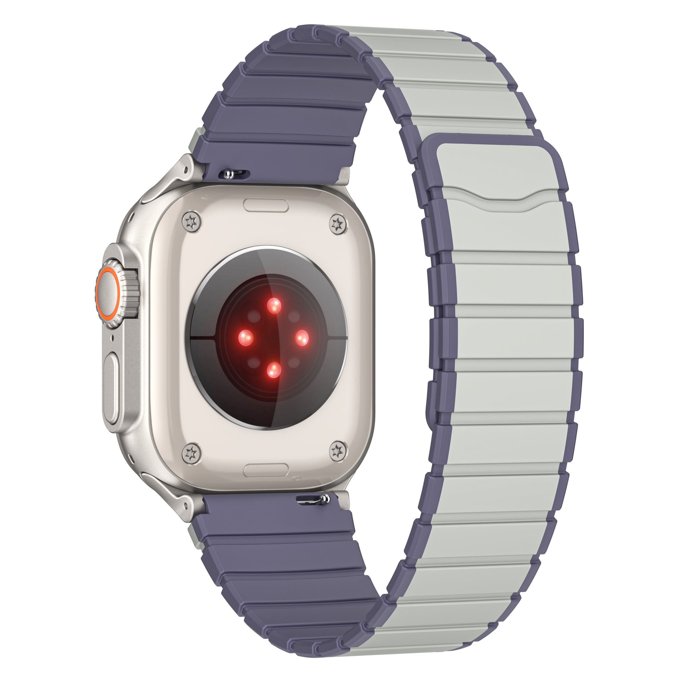 For Apple Watch Ultra 2 Ultra 49mm / 9 8 7 45mm / 6 5 4 SE (2023) SE (2022) SE 44mm / 3 2 1 42mm Magnetic Silicone Watch Band - Light Grey+Blue