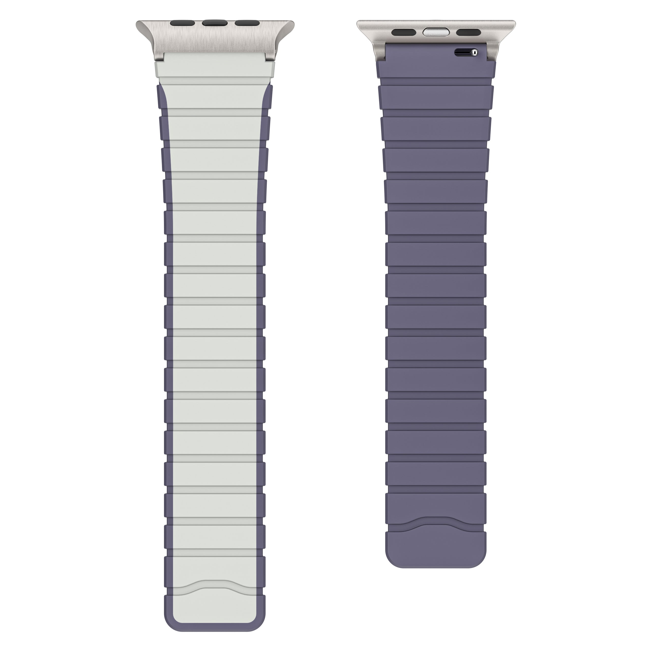 For Apple Watch Ultra 2 Ultra 49mm / 9 8 7 45mm / 6 5 4 SE (2023) SE (2022) SE 44mm / 3 2 1 42mm Magnetic Silicone Watch Band - Light Grey+Blue