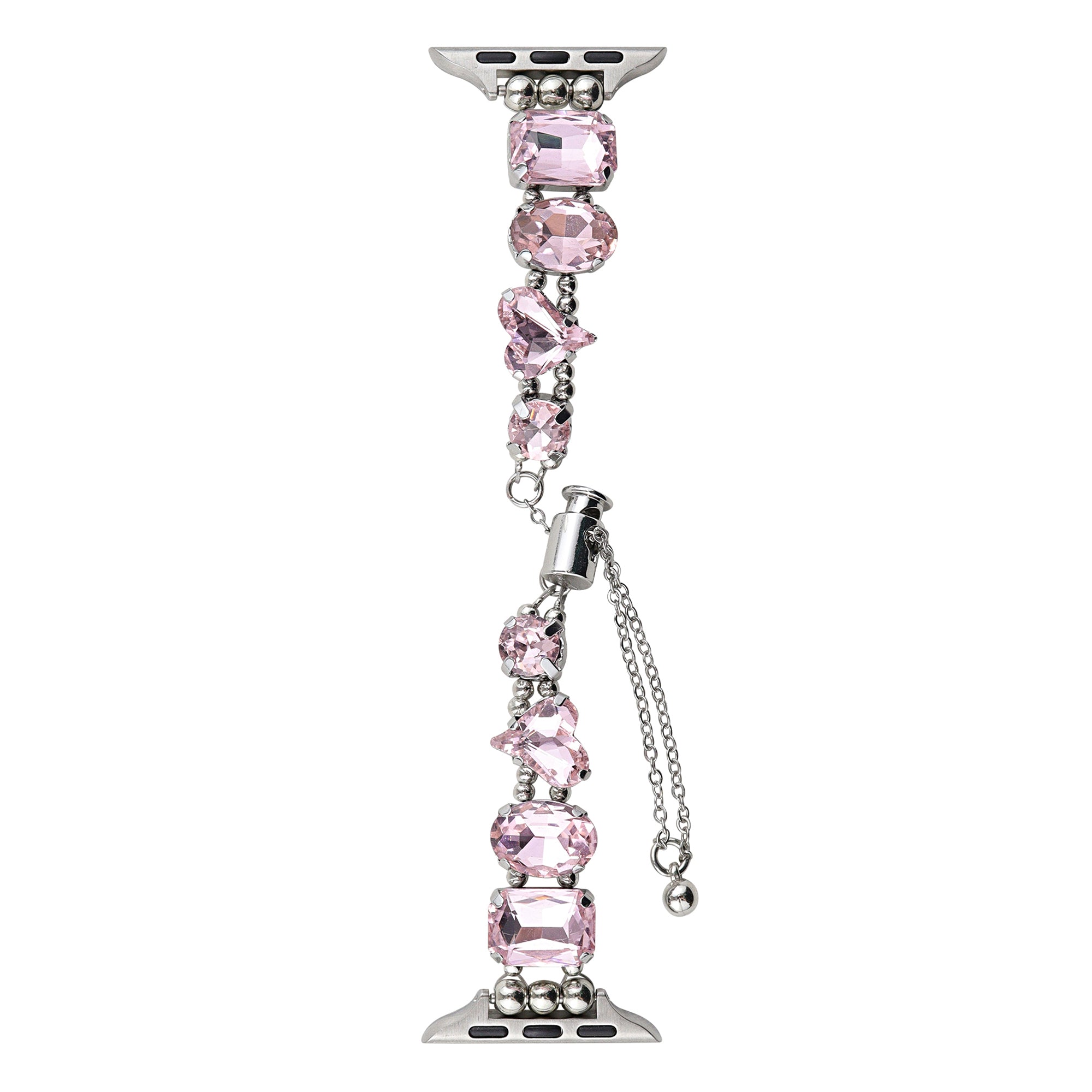 For Apple Watch Series 7 8 9 41mm / 6 5 4 SE (2022) SE (2023) SE 40mm / 3 2 1 38mm Glass Diamond Decor Watch Strap - Pink / Sliding
