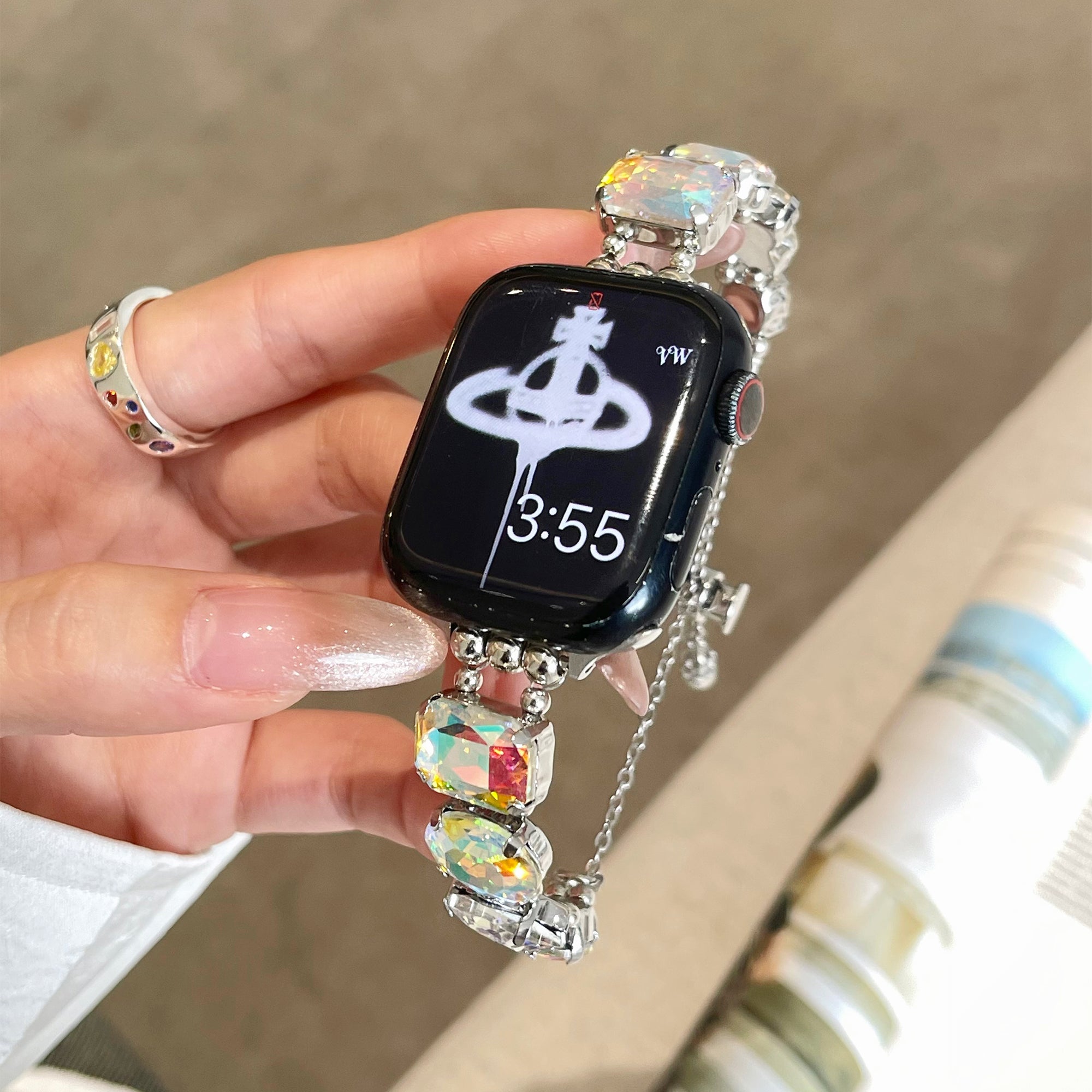 For Apple Watch Ultra 2 Ultra 49mm / Series 9 8 7 45mm / 6 5 4 SE (2022) SE (2023) SE 4 Glass Watch Band - Laser Colorful / Sliding