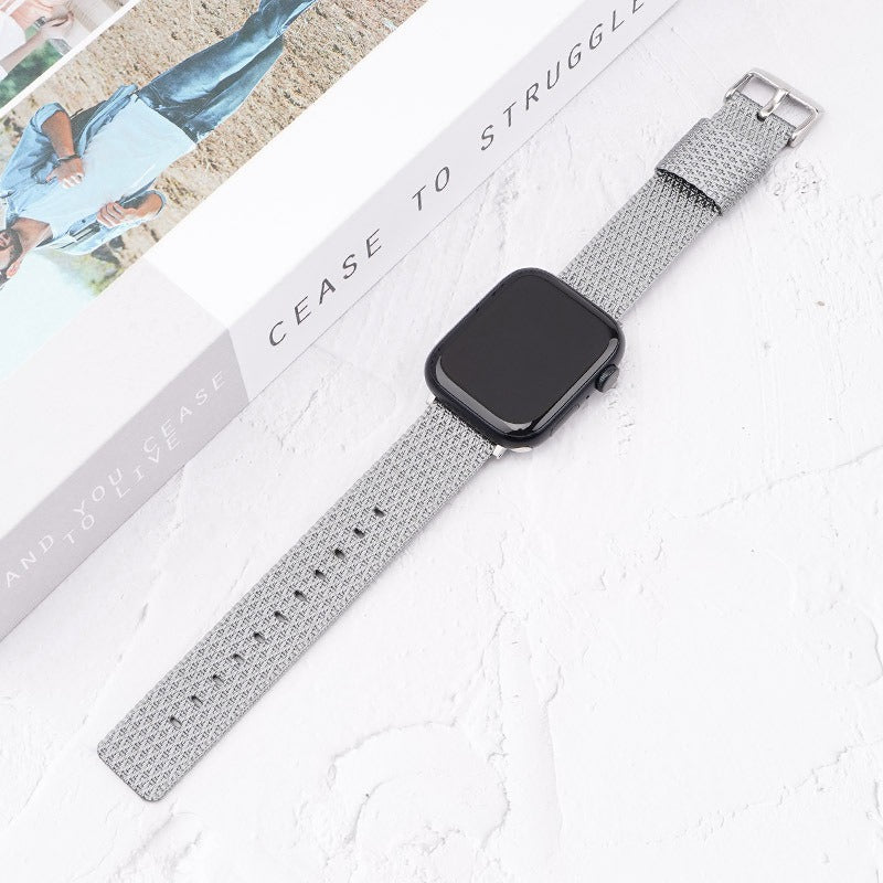 For Apple Watch Series 9 8 7 41mm / 6 5 4 SE (2023) SE (2022) SE 40mm / 3 2 1 38mm Grids Texture Nylon Strap - Grey