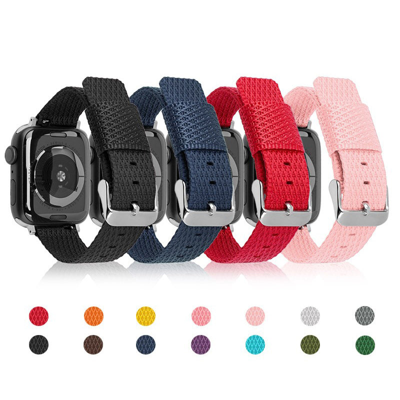 For Apple Watch Series 9 8 7 41mm / 6 5 4 SE (2023) SE (2022) SE 40mm / 3 2 1 38mm Grids Texture Nylon Strap - Army Green