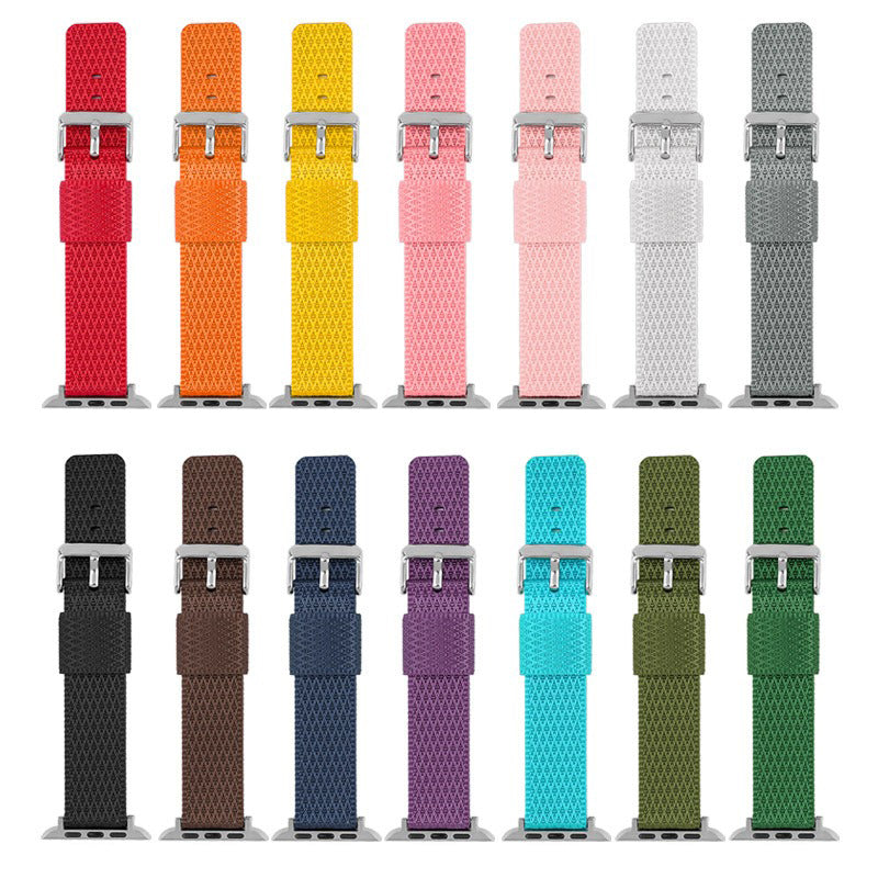 For Apple Watch Series 9 8 7 41mm / 6 5 4 SE (2023) SE (2022) SE 40mm / 3 2 1 38mm Grids Texture Nylon Strap - Light Pink
