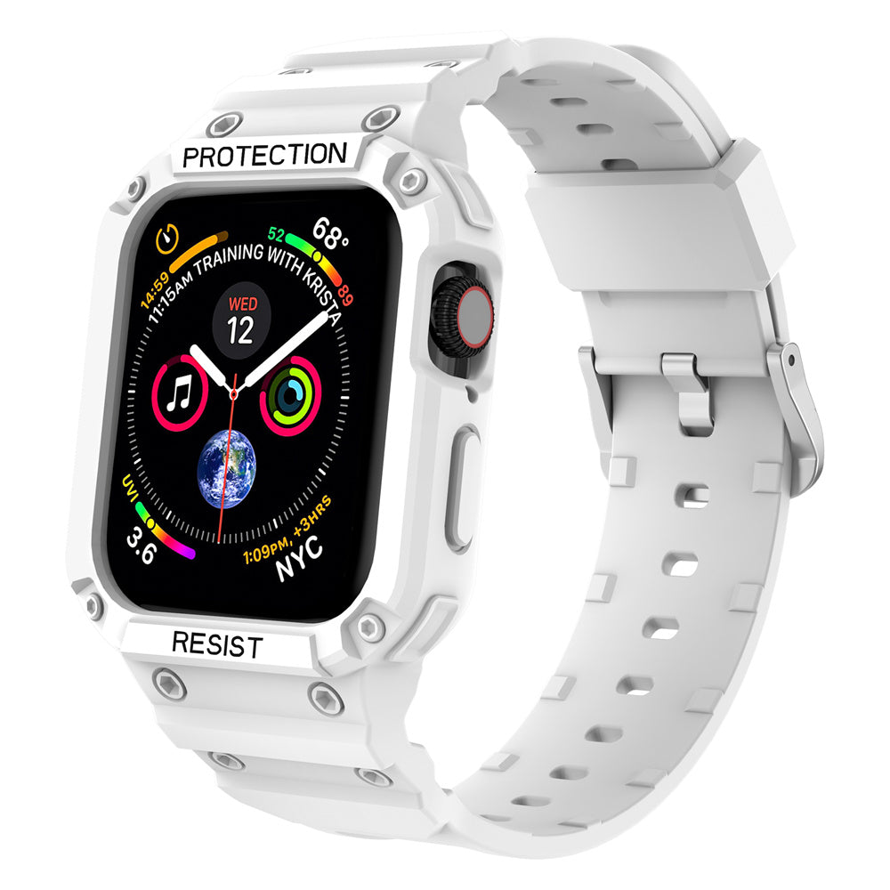 For Apple Watch Series 9 8 7 41mm / 9 8 7 41 45mm Watch Band Replacement TPU Strap with Case Cover - White