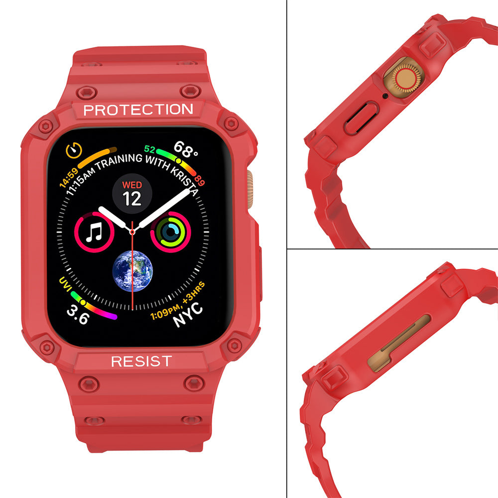 For Apple Watch Series 9 8 7 41mm / 9 8 7 41 45mm Watch Band Replacement TPU Strap with Case Cover - Red