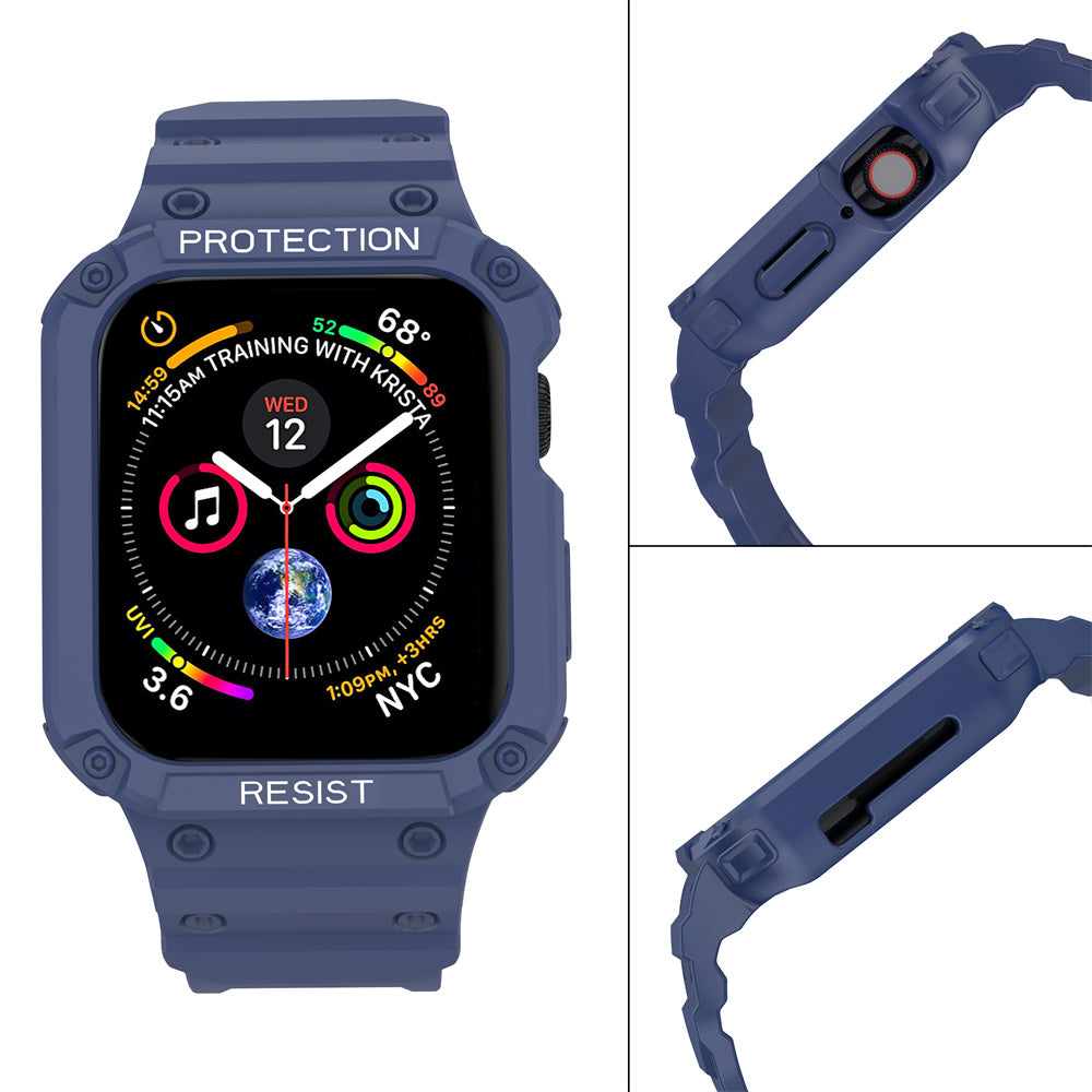 For Apple Watch Series 9 8 7 41mm / 9 8 7 41 45mm Watch Band Replacement TPU Strap with Case Cover - Blue