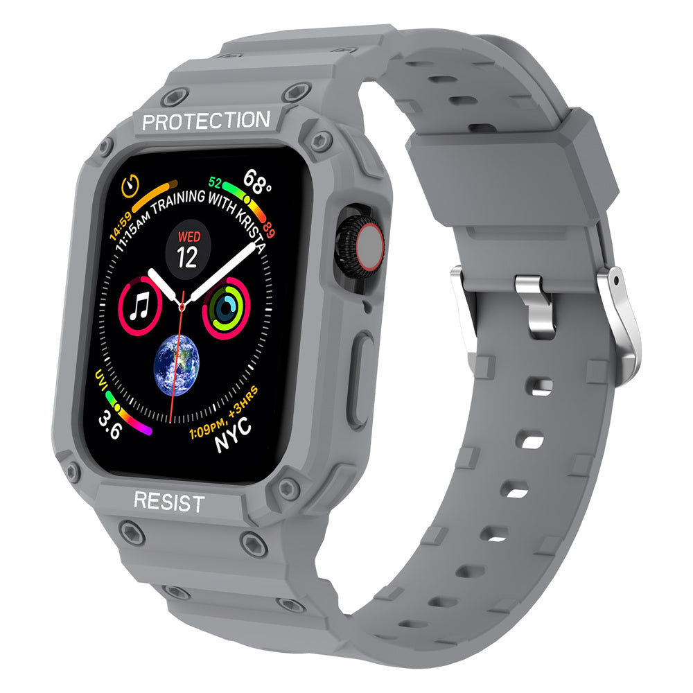 For Apple Watch Series 9 8 7 41mm / 9 8 7 41 45mm Watch Band Replacement TPU Strap with Case Cover - Light Grey
