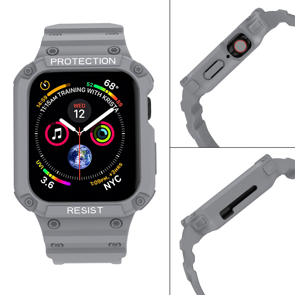 For Apple Watch Series 9 8 7 41mm / 9 8 7 41 45mm Watch Band Replacement TPU Strap with Case Cover - Light Grey
