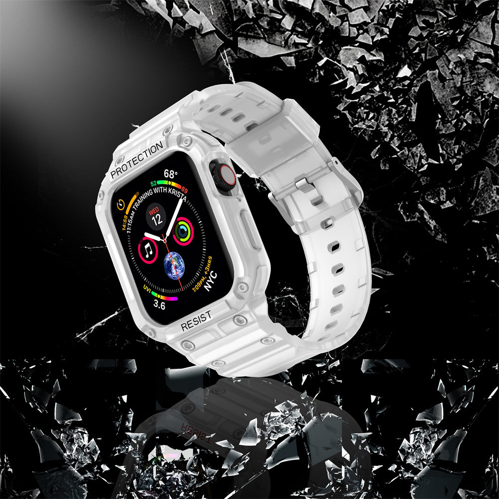 For Apple Watch Series 9 8 7 41mm / 9 8 7 41 45mm Watch Band Replacement TPU Strap with Case Cover - Transparent
