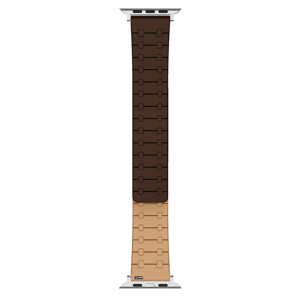 For Apple Watch Series 9 8 7 41mm / 6 5 4 SE (2022) SE (2023) SE 40mm / 3 2 1 38mm Replacement Strap Silicone Magnetic Watch Band - Dark Brown / Light Brown