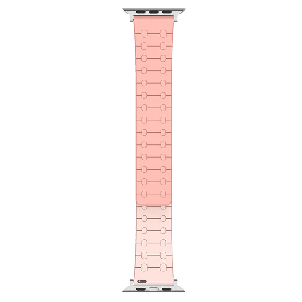 For Apple Watch Series 9 8 7 41mm / 6 5 4 SE (2022) SE (2023) SE 40mm / 3 2 1 38mm Replacement Strap Silicone Magnetic Watch Band - Pink / Light Pink