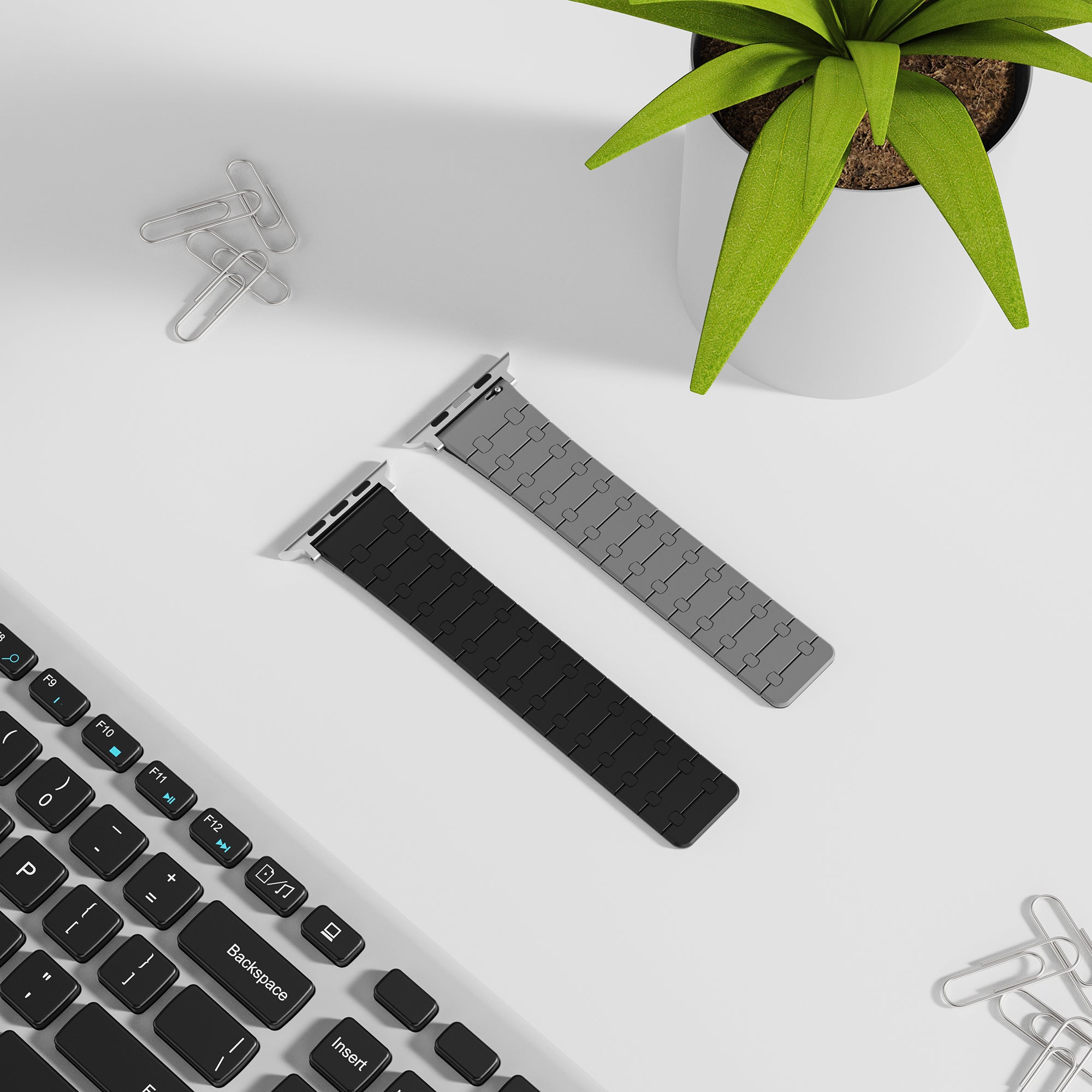 For Apple Watch Ultra 2 Ultra 49mm / 9 8 7 45mm / 6 5 4 SE (2023) SE (2022) SE 44mm / 3 2 1 42mm Silicone Magnetic Band Strap - Black / Grey