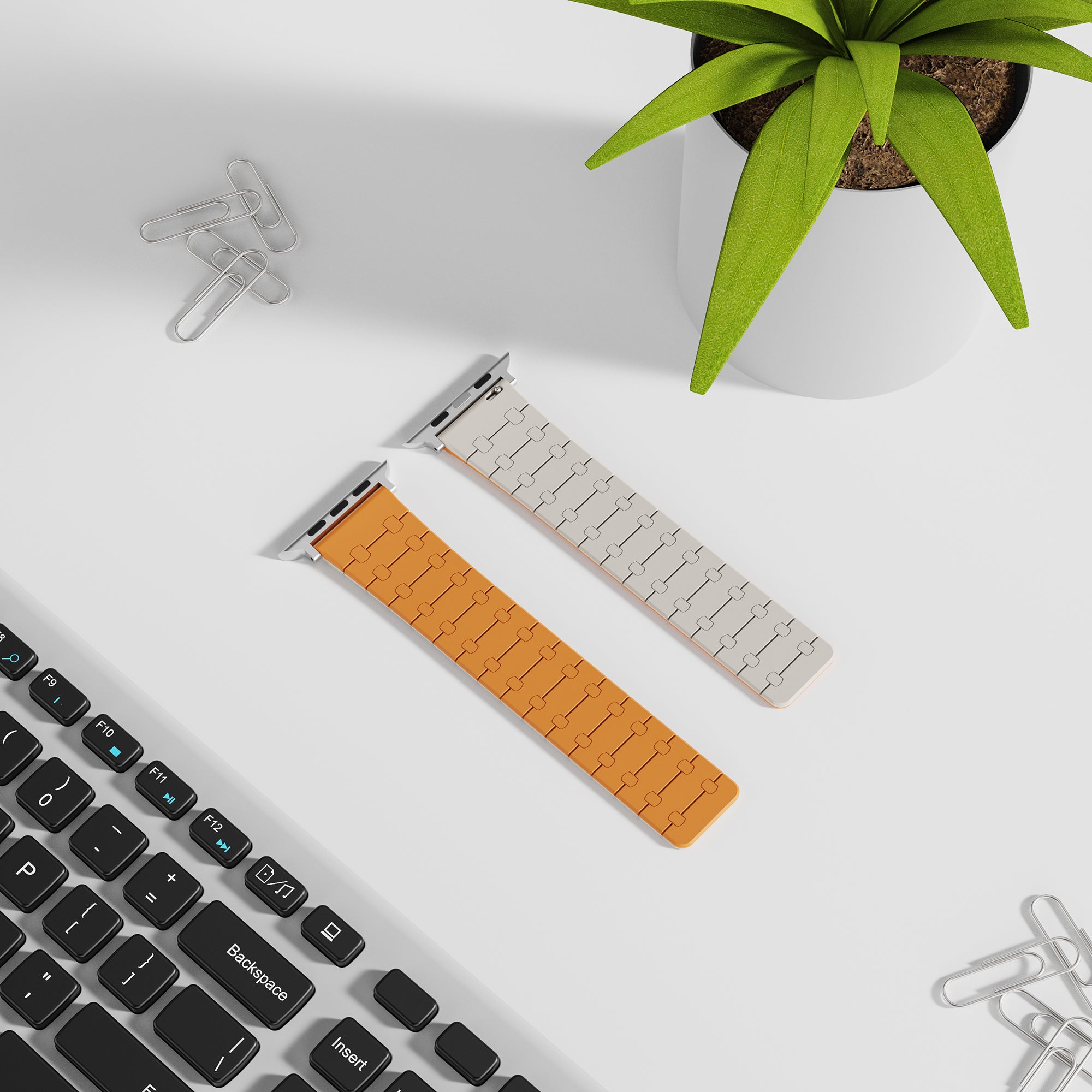For Apple Watch Ultra 2 Ultra 49mm / 9 8 7 45mm / 6 5 4 SE (2023) SE (2022) SE 44mm / 3 2 1 42mm Silicone Magnetic Band Strap - Orange / Starlight