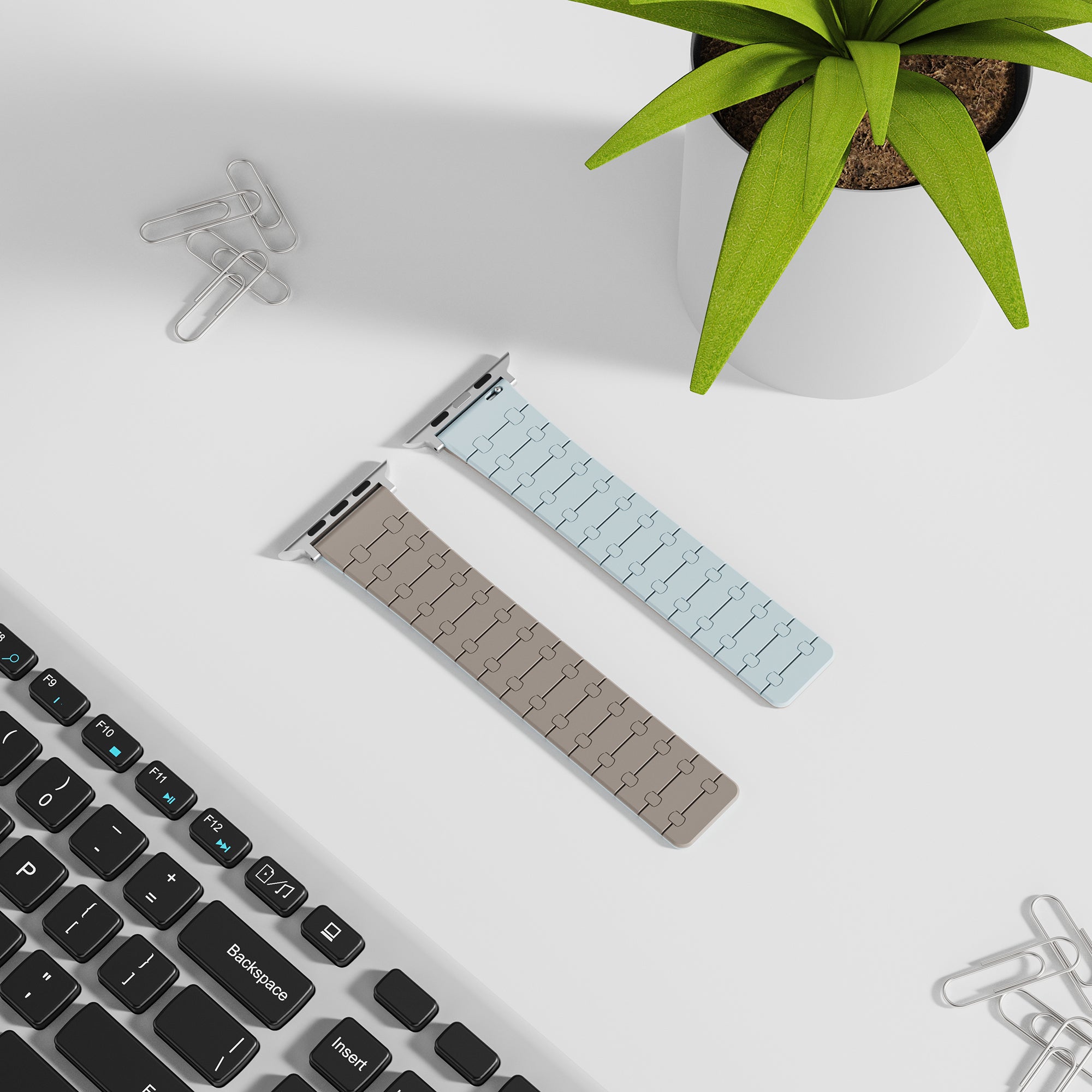For Apple Watch Ultra 2 Ultra 49mm / 9 8 7 45mm / 6 5 4 SE (2023) SE (2022) SE 44mm / 3 2 1 42mm Silicone Magnetic Band Strap - Khaki / Light Cyan