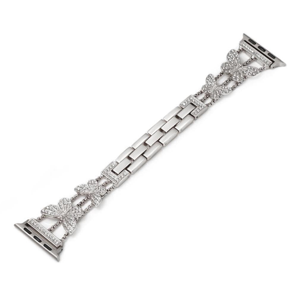 Butterfly Watch Strap for Apple Watch Series 9 8 7 41mm / 6 5 4 SE (2022) SE (2023) SE 40mm / 3 2 1 38mm Metal Replacement Band - Silver