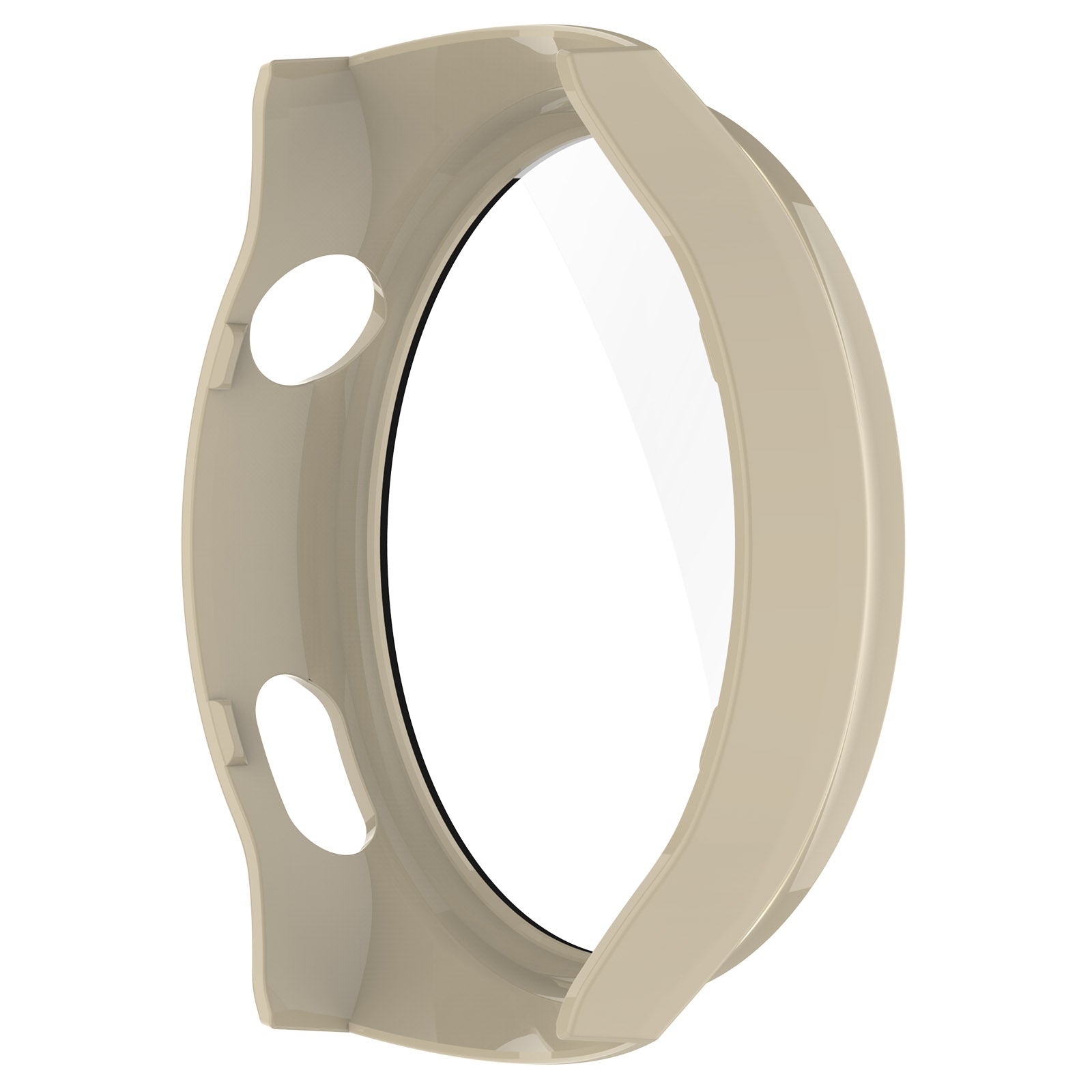 For Huawei Watch 4 Pro Case PC Cover with Curved Tempered Glass Screen Protector - Beige