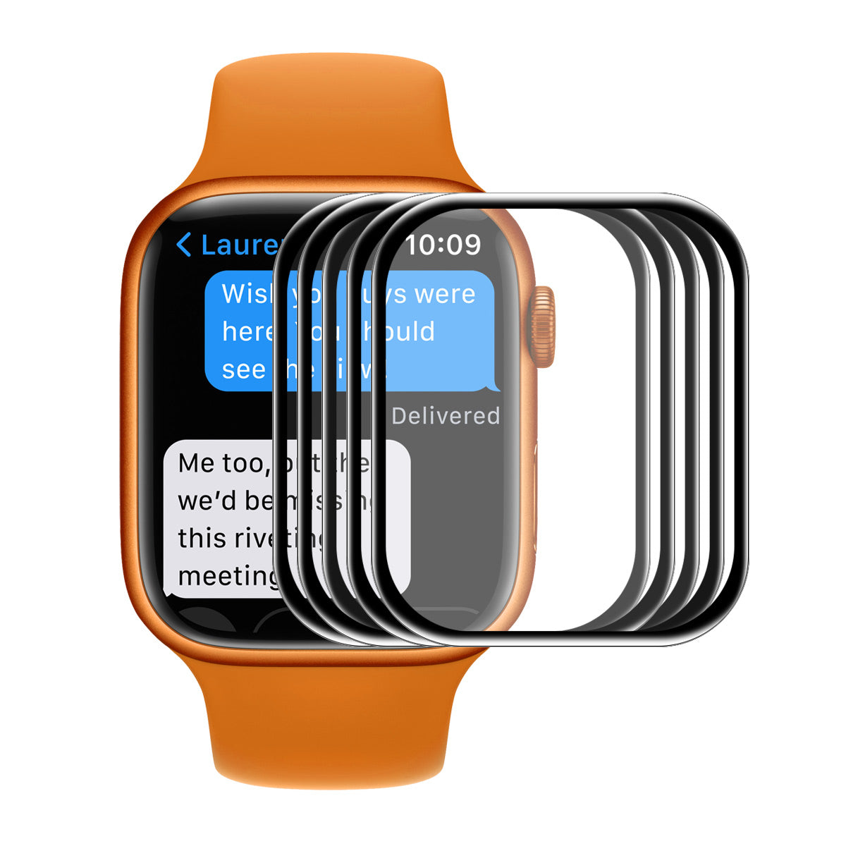 for Apple Watch Series 7 / 8 41mm 5Pcs / Pack Full Coverage Full Glue Curved Hot Bending Scratch-Resistant Tempered Glass Screen Protector - Black Edges