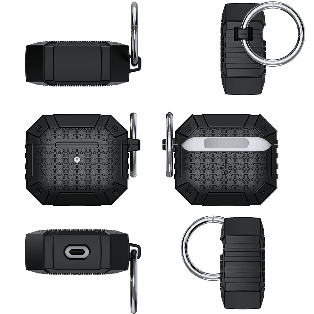 Compatible With AirPods 5 / 4 TPU Shockproof ReinCompatible With ced Earbud Case Heavy Duty Military Protective Cover with Carabiner - Red