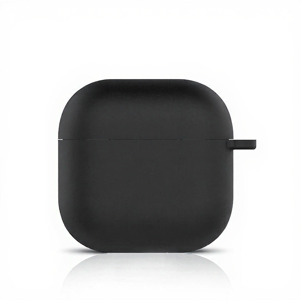 Compatible With AirPods 5 / 4 Silicone Case Ultra Thin 1.5mm Protective Cover With Carabiner Hook Wireless Charging Compatible - Black
