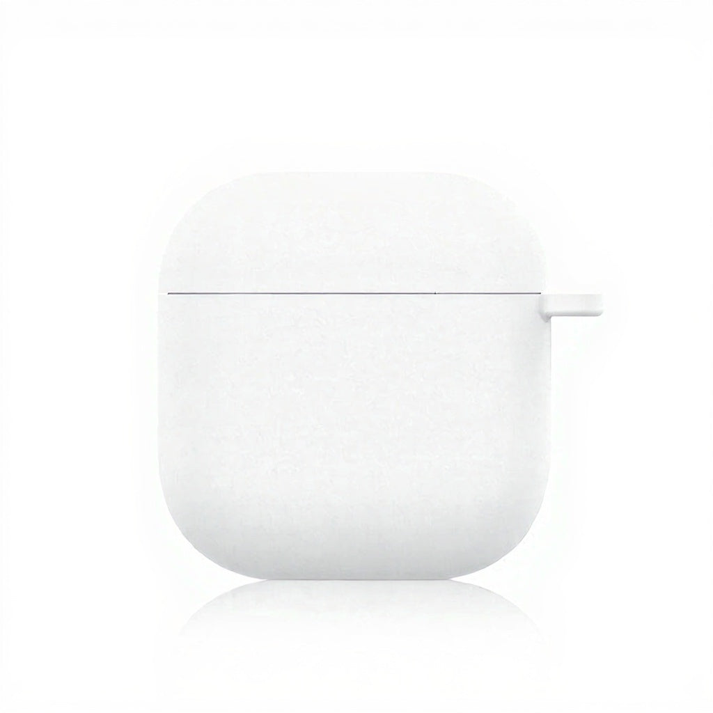 Compatible With AirPods 5 / 4 Silicone Case Ultra Thin 1.5mm Protective Cover With Carabiner Hook Wireless Charging Compatible - White
