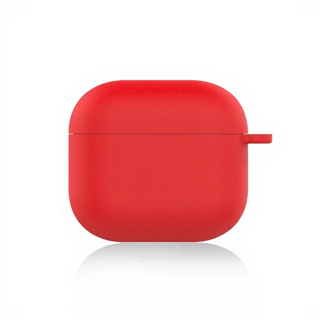 Compatible With AirPods 5 / 4 Silicone Case Ultra Thin 1.5mm Protective Cover With Carabiner Hook Wireless Charging Compatible - Red