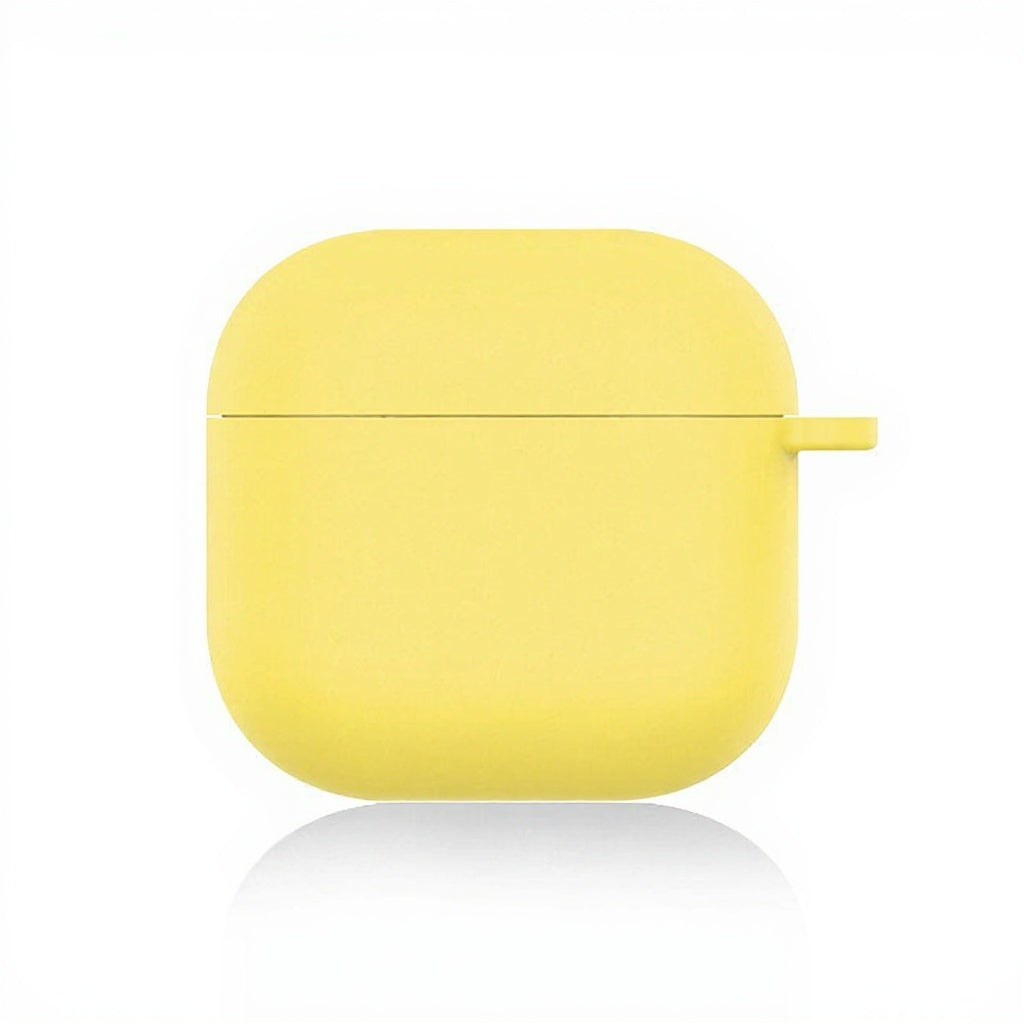 Compatible With AirPods 5 / 4 Silicone Case Ultra Thin 1.5mm Protective Cover With Carabiner Hook Wireless Charging Compatible - Light Yellow