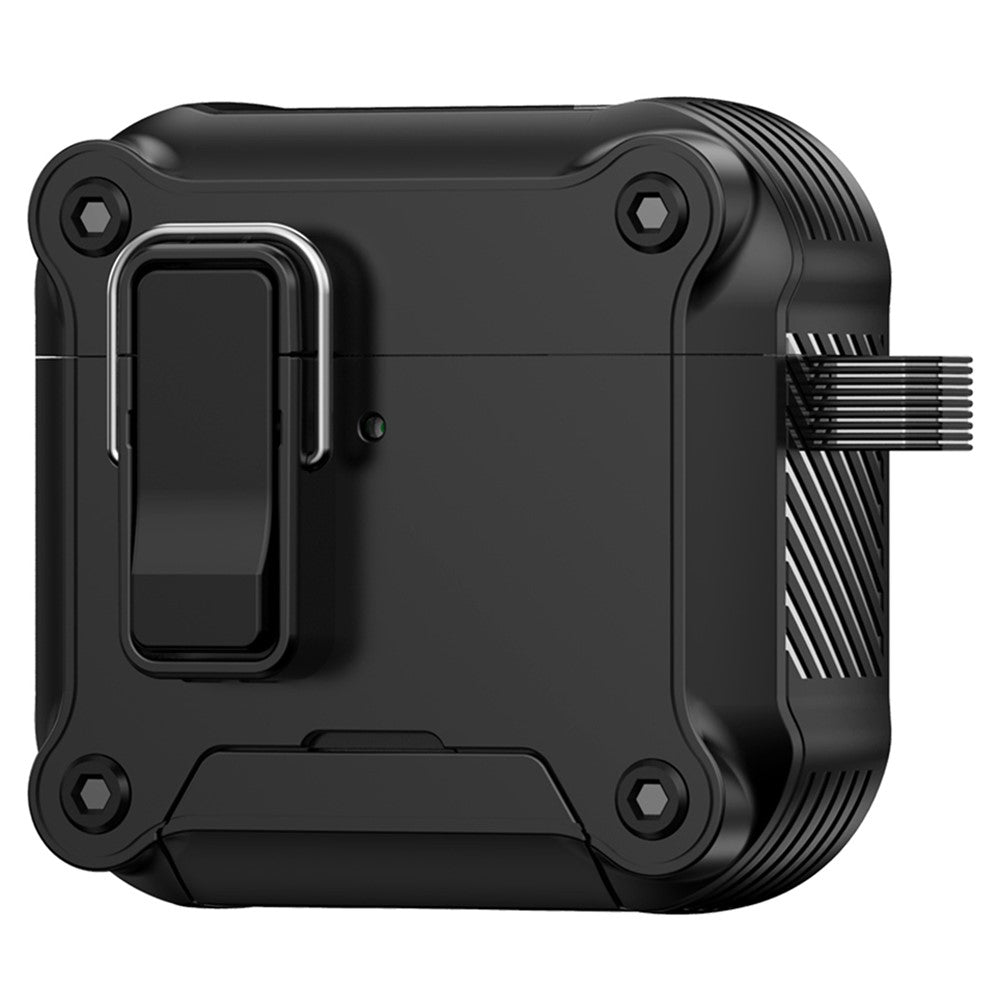 Compatible With AirPods 5 / 4 Earphone Case with Lock Phone Stand Magnetic Automatic Lock Cover - Black