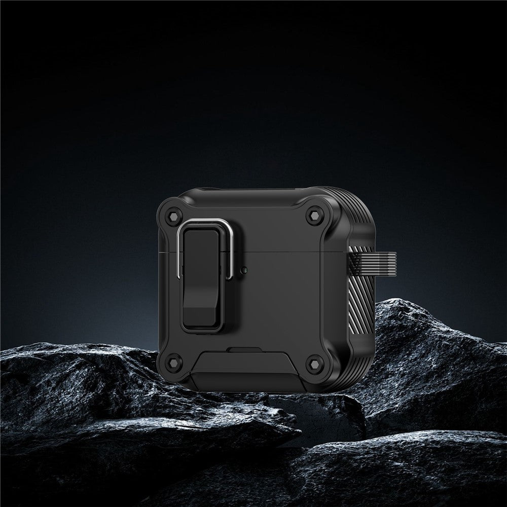 Compatible With AirPods 5 / 4 Earphone Case with Lock Phone Stand Magnetic Automatic Lock Cover - Black