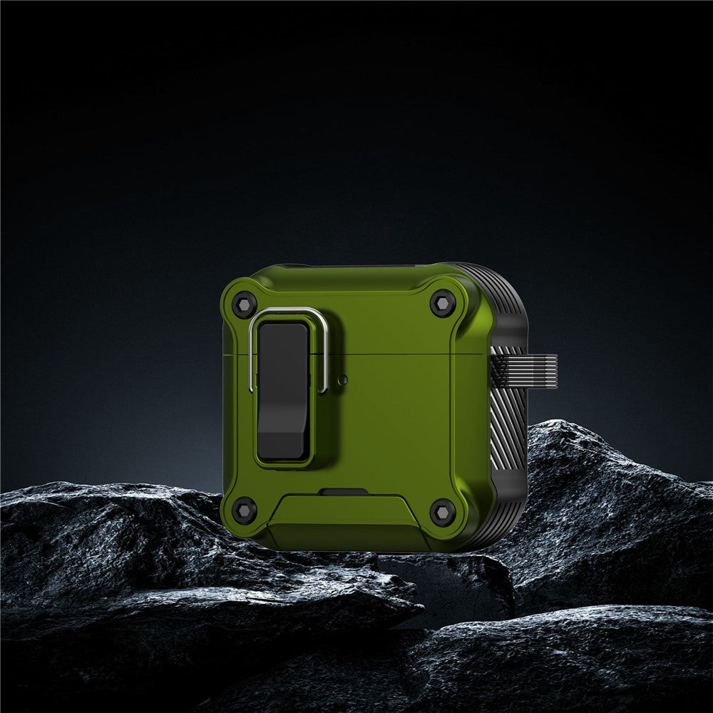 Compatible With AirPods 5 / 4 Earphone Case with Lock Phone Stand Magnetic Automatic Lock Cover - Army Green