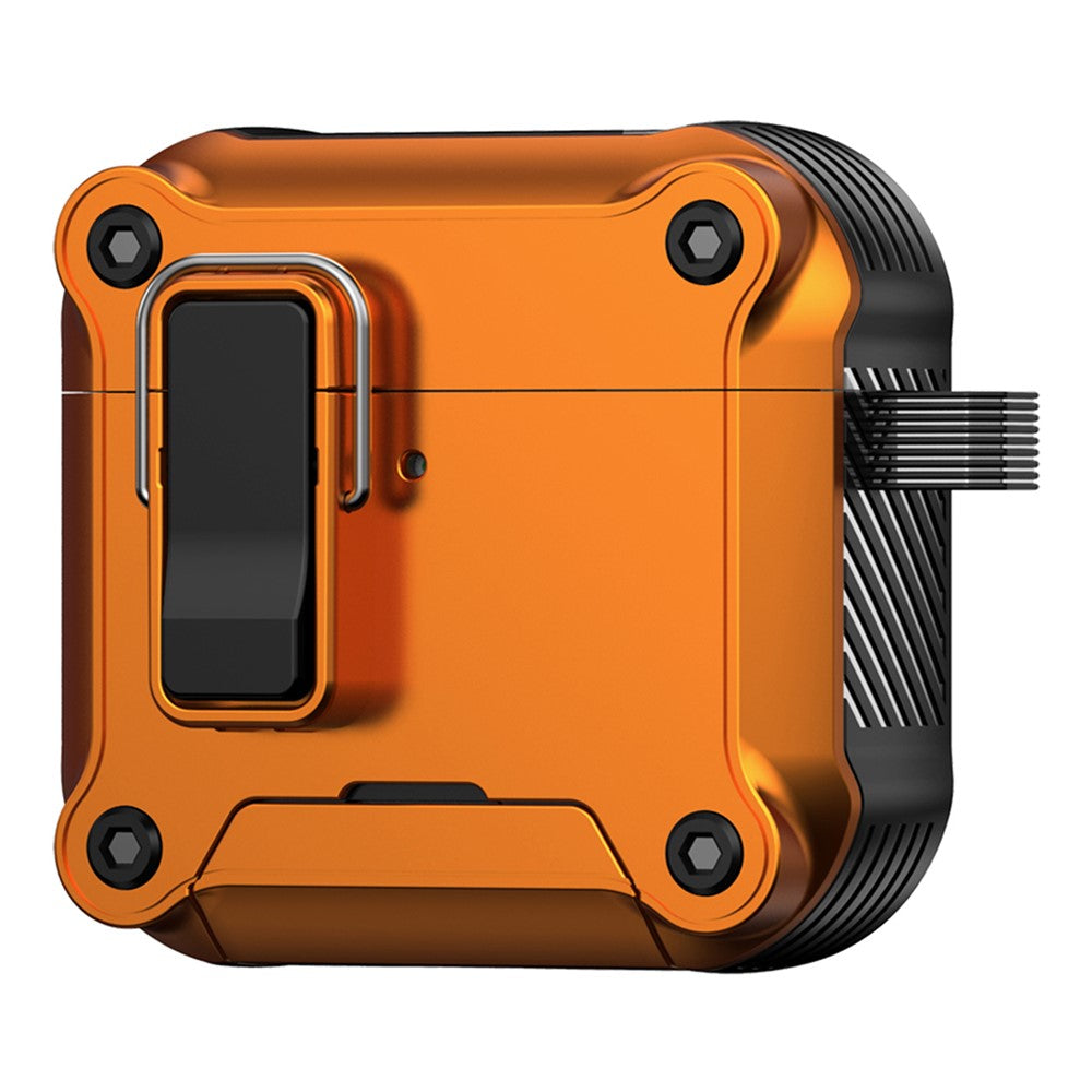 Compatible With AirPods 5 / 4 Earphone Case with Lock Phone Stand Magnetic Automatic Lock Cover - Orange