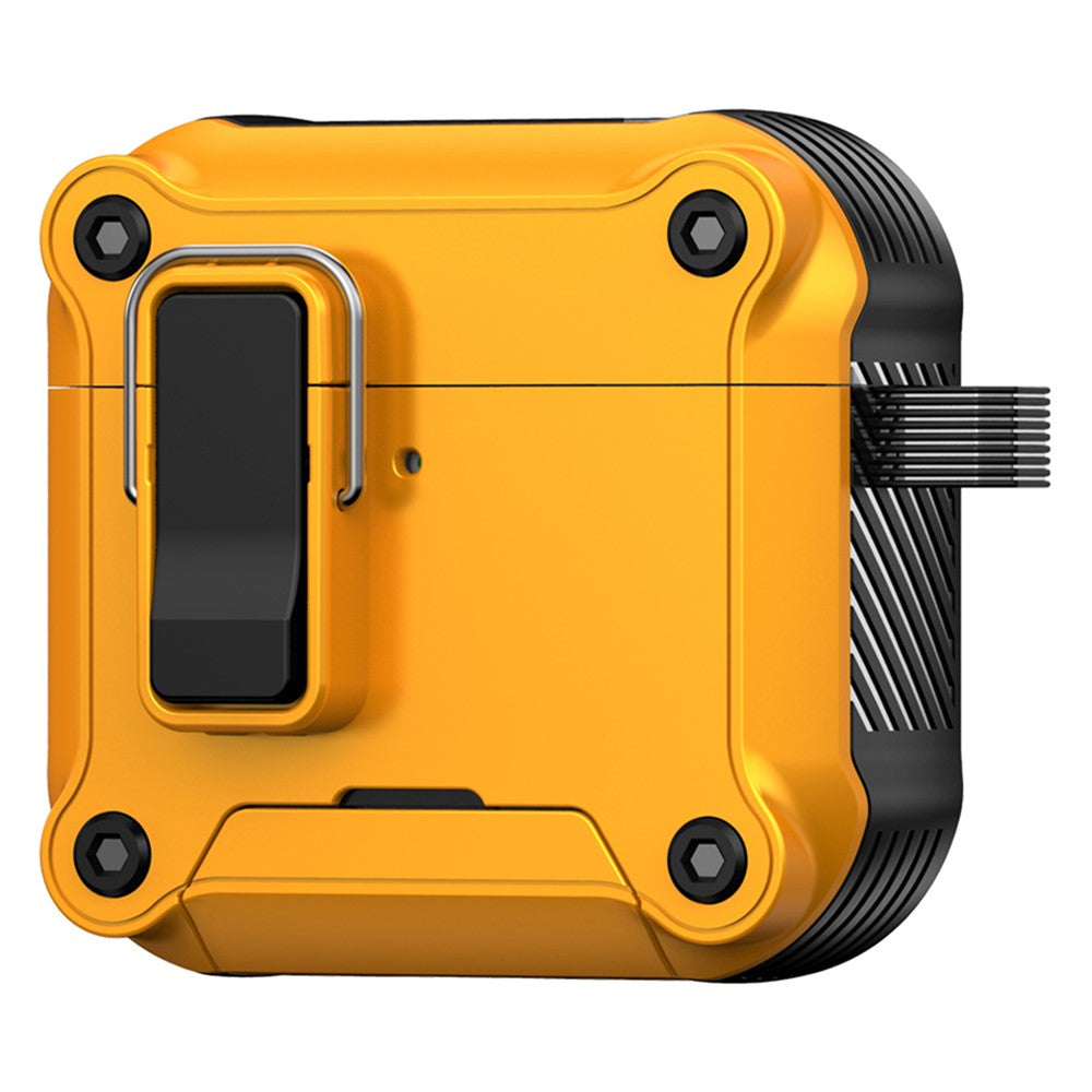Compatible With AirPods 5 / 4 Earphone Case with Lock Phone Stand Magnetic Automatic Lock Cover - Yellow