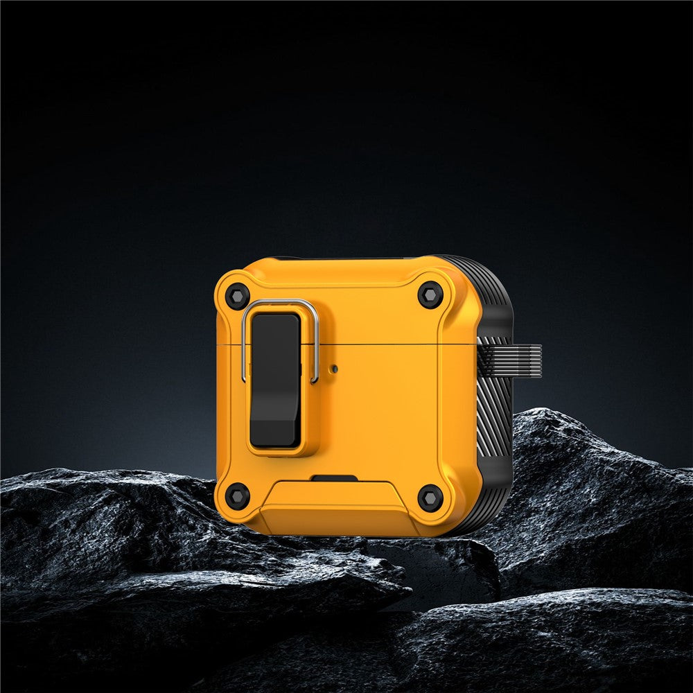 Compatible With AirPods 5 / 4 Earphone Case with Lock Phone Stand Magnetic Automatic Lock Cover - Yellow