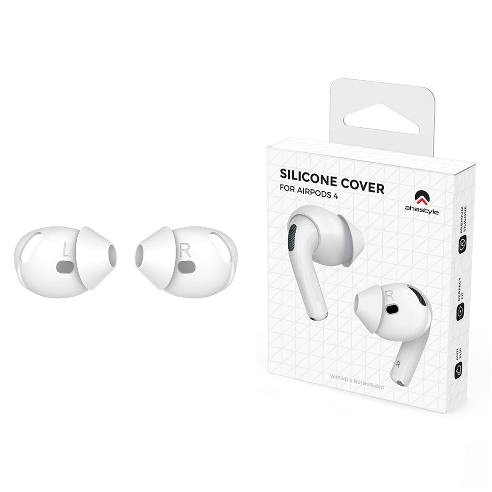 AHASTYLE PT66-4 1 Pair Compatible With AirPods 5 / 4 Silicone Ear Tips Anti-slip Noise Isolation Ear Covers - White