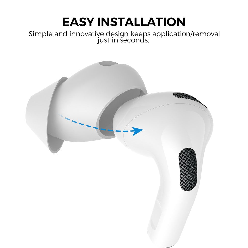 AHASTYLE PT66-4 1 Pair Compatible With AirPods 5 / 4 Silicone Ear Tips Anti-slip Noise Isolation Ear Covers - White