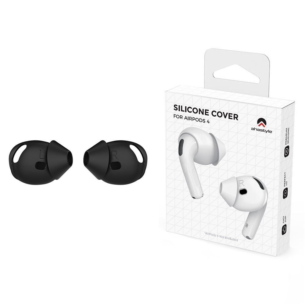 AHASTYLE PT66-4 1 Pair Compatible With AirPods 5 / 4 Silicone Ear Tips Anti-slip Noise Isolation Ear Covers - Black