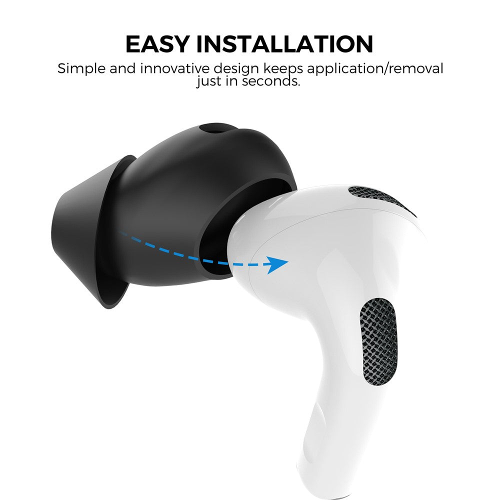 AHASTYLE PT66-4 1 Pair Compatible With AirPods 5 / 4 Silicone Ear Tips Anti-slip Noise Isolation Ear Covers - Black