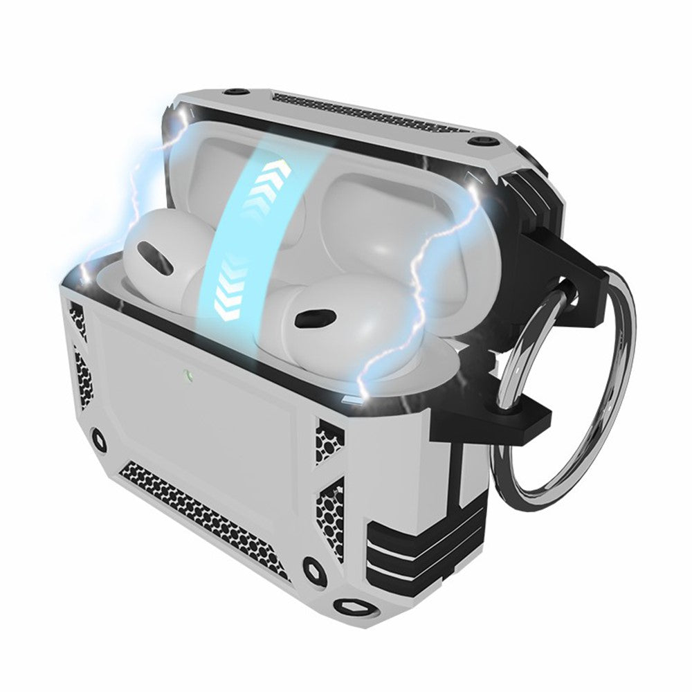 Compatible With AirPods 5 / 4 Case Magnetic PC + TPU Shockproof Protection Earphone Cover with Keychain - Silver