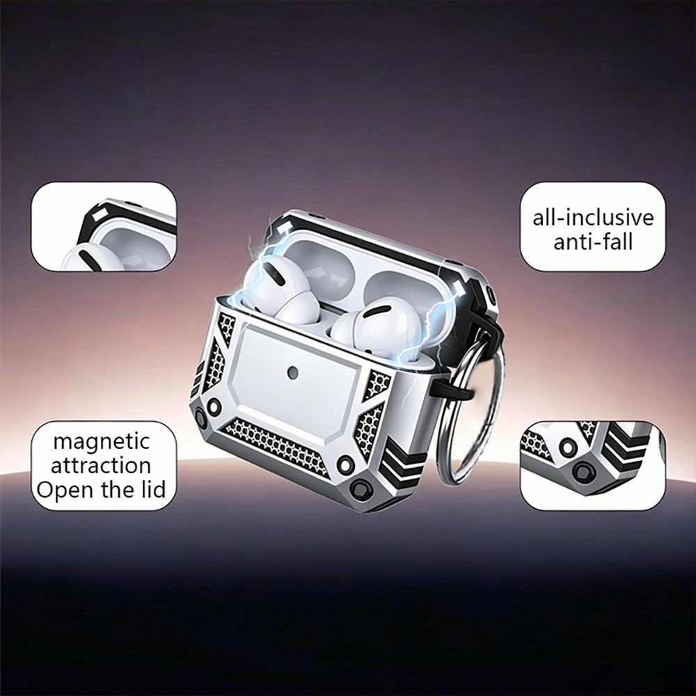 Compatible With AirPods 5 / 4 Case Magnetic PC + TPU Shockproof Protection Earphone Cover with Keychain - Silver