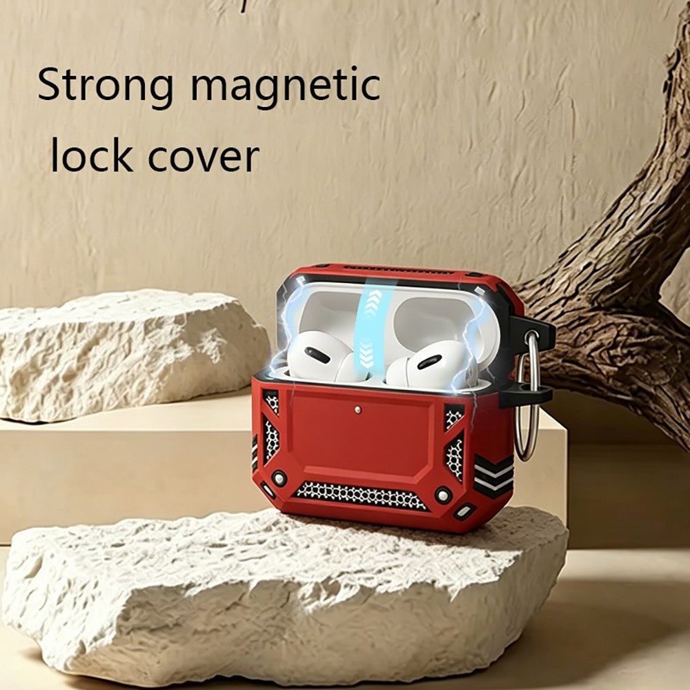 Compatible With AirPods 5 / 4 Case Magnetic PC + TPU Shockproof Protection Earphone Cover with Keychain - Red