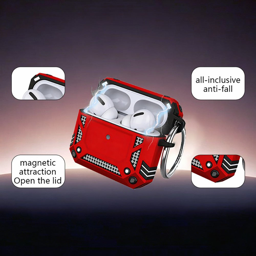 Compatible With AirPods 5 / 4 Case Magnetic PC + TPU Shockproof Protection Earphone Cover with Keychain - Red
