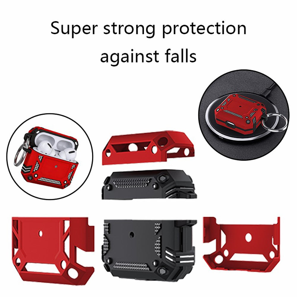 Compatible With AirPods 5 / 4 Case Magnetic PC + TPU Shockproof Protection Earphone Cover with Keychain - Red