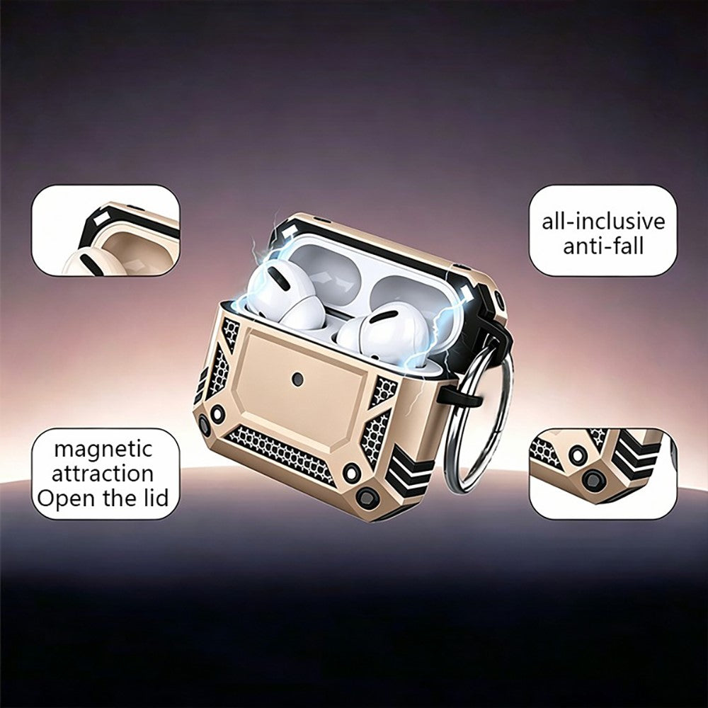Compatible With AirPods 5 / 4 Case Magnetic PC + TPU Shockproof Protection Earphone Cover with Keychain - Gold